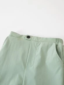 SHEIN Stylish Green Tween Boys Wedding Outfit V Neck Waistcoat And Pants Regular Sleeve Prom Suit - Green - View 6