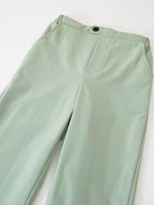 SHEIN Stylish Green Tween Boys Wedding Outfit V Neck Waistcoat And Pants Regular Sleeve Prom Suit - Green - View 9
