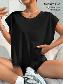 SHEIN Rhythm Era Women's Plus Size Sleeveless Drop Shoulder Backless Tank Top For Sports, Yoga, Outdoor, Gym - Black - View 5