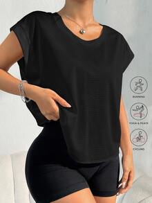 SHEIN Rhythm Era Women's Plus Size Sleeveless Drop Shoulder Backless Tank Top For Sports, Yoga, Outdoor, Gym - Black - View 3