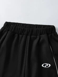 Teenagers New Autumn Gothic Lightning Font Pattern Casual Straight Leg Sports Streetwear Long Pants Cycling - Black - View 5