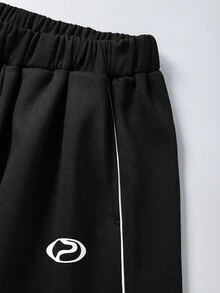 Teenagers New Autumn Gothic Lightning Font Pattern Casual Straight Leg Sports Streetwear Long Pants Cycling - Black - View 6