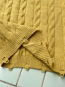 STEELVANCE Men's Cable Knit Crew Neck Long Sleeve Casual Versatile Sweater - Yellow - View 6