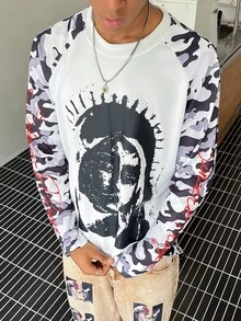 STEELVANCE 男士迷彩角色圖案休閒日常長袖T恤 - 彩色 - 查看 2
