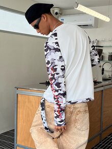 STEELVANCE 男士迷彩角色圖案休閒日常長袖T恤 - 彩色 - 查看 3