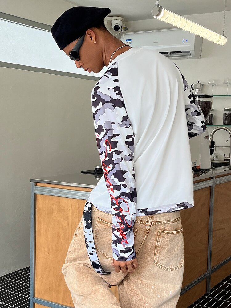 STEELVANCE Men's Camouflage Character Graphic Casual Daily Long Sleeve T-Shirt - Multicolor - View 3