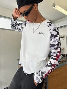 STEELVANCE Men's Autumn Casual Camouflage Patchwork Raglan Sleeve T-Shirt - Multicolor - View 1