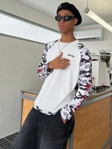 STEELVANCE Men's Autumn Casual Camouflage Patchwork Raglan Sleeve T-Shirt - Multicolor - View 5