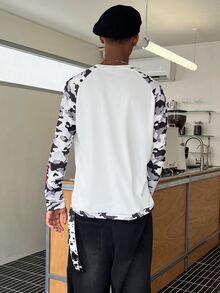 STEELVANCE Men's Autumn Casual Camouflage Patchwork Raglan Sleeve T-Shirt - Multicolor - View 6