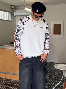 STEELVANCE Men's Autumn Casual Camouflage Patchwork Raglan Sleeve T-Shirt - Multicolor - View 3