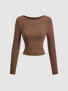 SHEIN MOD Women's Autumn/Winter Casual Solid Color Slim Fit T-Shirt - Multicolor - View 11