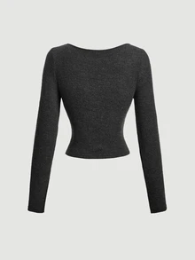SHEIN MOD Women's Autumn/Winter Casual Solid Color Slim Fit T-Shirt - Multicolor - View 9
