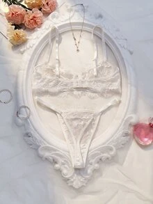 Crystal Vow 2 Sets Women's Lace Lingerie Set - Multicolor - View 2