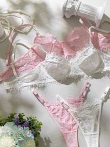 Crystal Vow 2 Sets Women's Lace Lingerie Set - Multicolor - View 3
