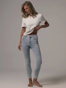MUSERA Mid Rise Skinny Fitted Denim Jeans Autumn Winter Fall Daily Eveyday Core Denim - Baby Blue - View 1