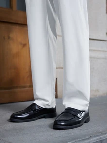Mainfolk Men's Solid Color Lapel Neck Long Sleeve Jacket And Pants Set - White - View 9