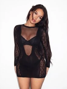 BamGleam Đầm mini ôm sát khoét rỗng gợi cảm - màu đen - Xem 4