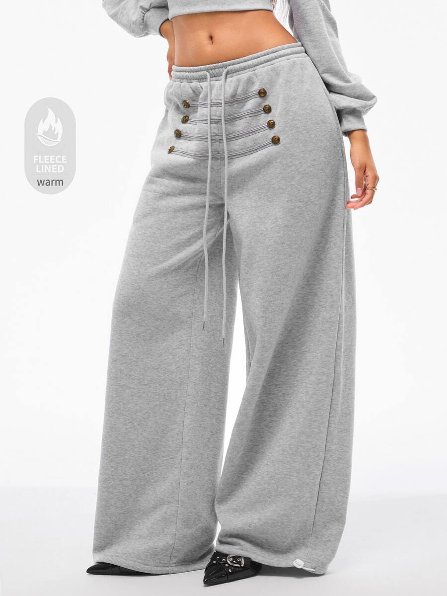 Vadaroq Summer Sport Casual Logo Pattern Baggy Sweatpants - Grey - View 1
