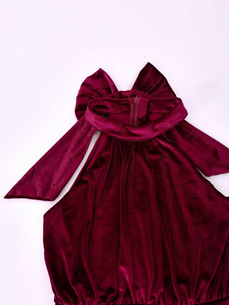 Tween Girl Red Sleeveless Homecoming Dress US Fall Style Fall Outfits Fall Dress - Burgundy - View 5