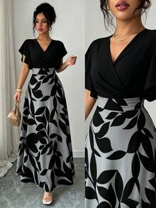 SHEIN Tall Women Long Dresses Brunch Date Night Black Gingham Four Seasons - Multicolor - View 1