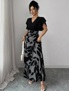 SHEIN Tall Women Long Dresses Brunch Date Night Black Gingham Four Seasons - Multicolor - View 6