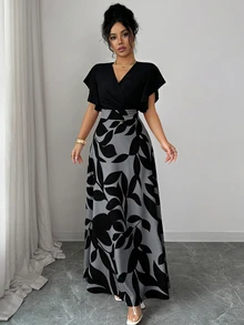 SHEIN Tall Women Long Dresses Brunch Date Night Black Gingham Four Seasons - Multicolor - View 4