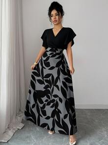 SHEIN Tall Women Long Dresses Brunch Date Night Black Gingham Four Seasons - Multicolor - View 3
