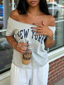 Rovax Plus Size Korean Style Letter Print T-Shirt For Daily Wear - White - View 4