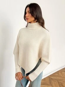 SHEIN Tall Women Sweaters City Break Everyday Cream White Autumn Winter,Work Outfits For Women,Suitable For Going Out,Office Sweaters,Irregular Hems,Tall - White - View 6
