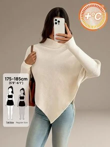SHEIN Tall Women Sweaters City Break Everyday Cream White Autumn Winter,Work Outfits For Women,Suitable For Going Out,Office Sweaters,Irregular Hems,Tall - White - View 1