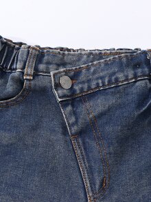 Genkimix Kids Tween Girl Ripped Wide Leg Jeans - Dark Wash - View 5
