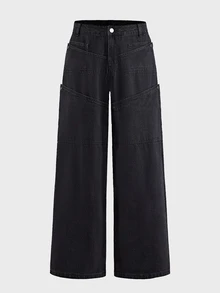 AXEPEAK Men's Washed Black Gray 4-Button Detachable Waist Fashion Long Pants - Black - View 2