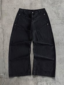 AXEPEAK Men's Washed Black Gray 4-Button Detachable Waist Fashion Long Pants - Black - View 10