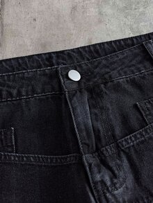 AXEPEAK Men's Washed Black Gray 4-Button Detachable Waist Fashion Long Pants - Black - View 6