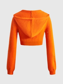 Sweetness Women's Autumn/Winter Halloween Hooded Cropped Sweater, Orange Pumpkin Women's Halloween Costume - Multicolor - View 2