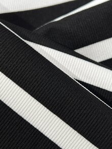 Elamini Celana Panjang Wanita Elegan Manis Gaya Prancis Kasual Garis-garis Hitam Putih Longgar Desain Patchwork untuk Sehari-hari, Formal, Liburan, Musim Gugur - Hitam dan Putih - View 5