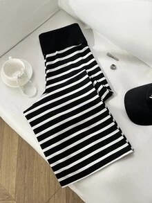 Elamini Celana Panjang Wanita Elegan Manis Gaya Prancis Kasual Garis-garis Hitam Putih Longgar Desain Patchwork untuk Sehari-hari, Formal, Liburan, Musim Gugur - Hitam dan Putih - View 8