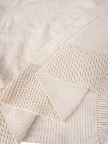 SHEIN LUNE Plus Size Autumn/Winter Casual Versatile Solid Color Cardigan - Beige - View 3