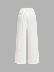 SHEIN MOD 2pcs/Set Women Jacquard Halter Top And Pant Vacation White Summer Romantic Elegant - Apricot - View 9