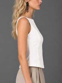 Zerodot Women Ivory Structured Boat Neck Sleeveless Tank Top Formal Corporate Daily - Apricot - View 3