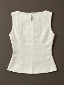 Zerodot Women Ivory Structured Boat Neck Sleeveless Tank Top Formal Corporate Daily - Apricot - View 5
