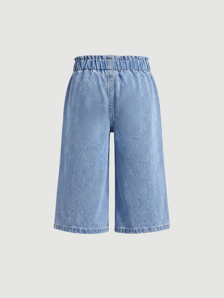SHEIN Baby Girl Loose Fit Pocket Flare Leg Casual Jeans - Light Wash - View 2