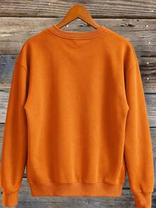 Breezaya Women Fall Pumpkin Maple Leaf Print Crewneck Sweatshirt Long Sleeve Casual Pullover Tops - Black - View 2