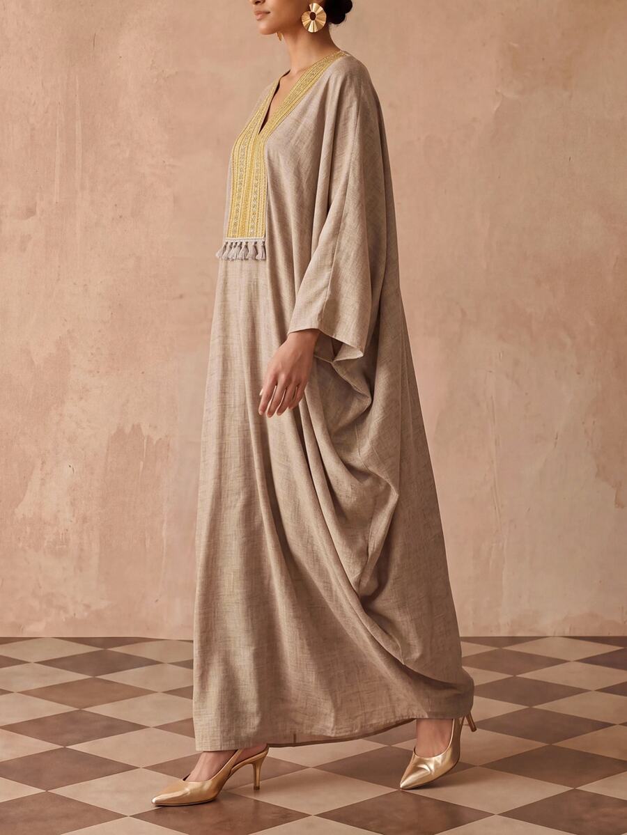 Zivah Women's V-Neck Casual Party Dress - Apricot - View 1
