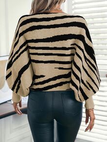 LUMIGAL Women's Fashion Casual Striped Print Long Sleeve Sweater - Multicolor - View 2