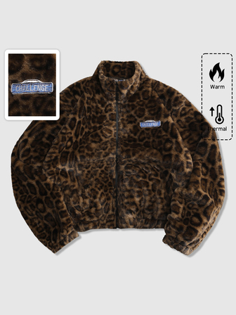 Street Life Spring Casual Leopard Print Unisex Street Style Jacket, Casual Autumn/Winter