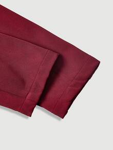 SHEIN MOD Gaun Blazer Burgundy dengan Kancing Asimetris dan Detail Kerutan di Pinggang - Burgundy - View 7