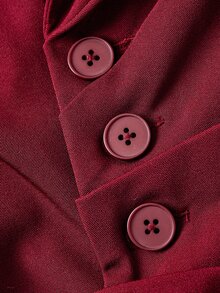 SHEIN MOD Gaun Blazer Burgundy dengan Kancing Asimetris dan Detail Kerutan di Pinggang - Burgundy - View 9