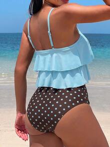 SHEIN Swim 女款陽光沙灘細肩帶分體式比基尼上衣 - 彩色 - 查看 2