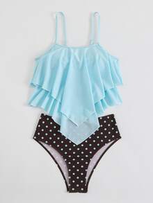 SHEIN Swim 女款陽光沙灘細肩帶分體式比基尼上衣 - 彩色 - 查看 5